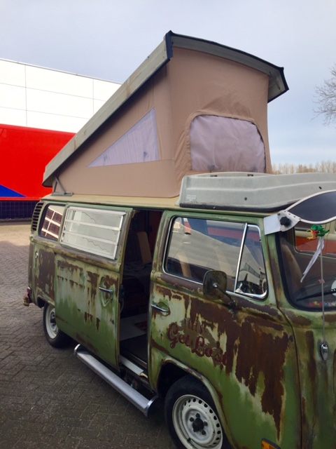 VW T2B Westfalia Tentdoek voor hefdak. Beige met 3 vensters. Kwaliteit A+ Uitmuntend Ten Cate doek! - Image 6