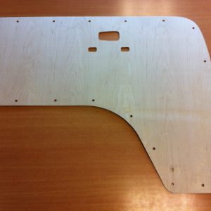 VW T2A T2B Paneel voor de deur. Bestuurderszijde. Blank hout.