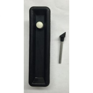 VW T2A T2B Kast handgreep zwart met wit knopje.